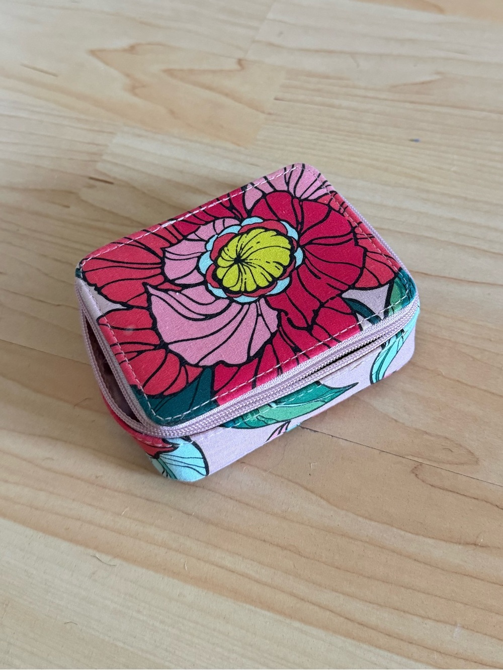 Floral Pink Compact Travel Jewelry Case